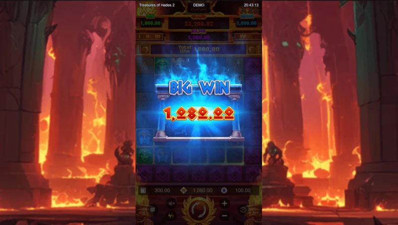 Treasures of Hades 2 – großer Gewinn auf einem erweiterten 7x7 Raster im Slot von Rectangle Games