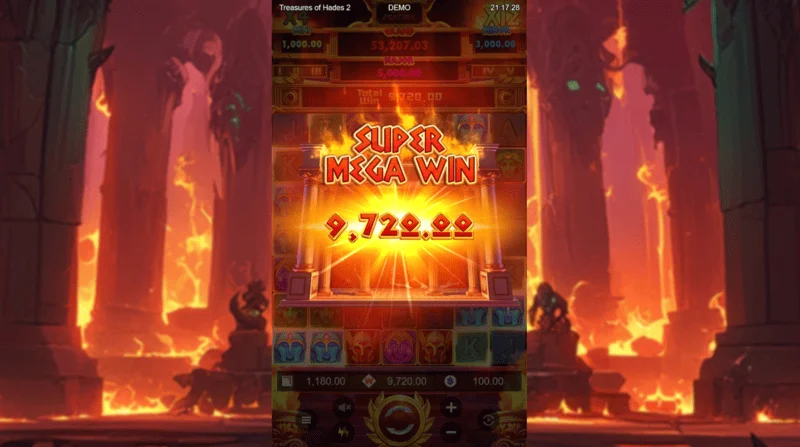 Treasures of Hades 2 – Super Mega Win in der Free Spins Runde mit kumulativem Multiplikator